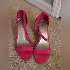 Worthington Hot Pink Suede Ankle-Strap Heels